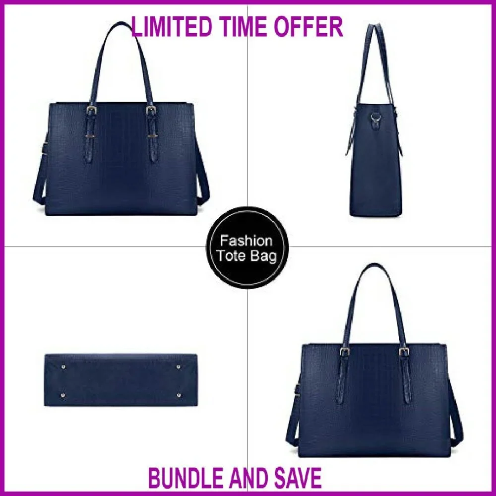 Leather Laptop Tote Bag for 15.6 Inch Computer, Waterproof Professional
